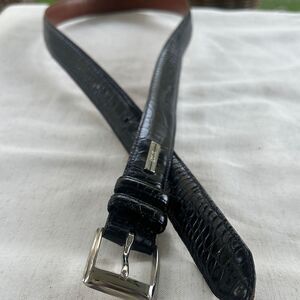Polo Ralph Lauren Black Leather Crocodile Embossed Belt 42